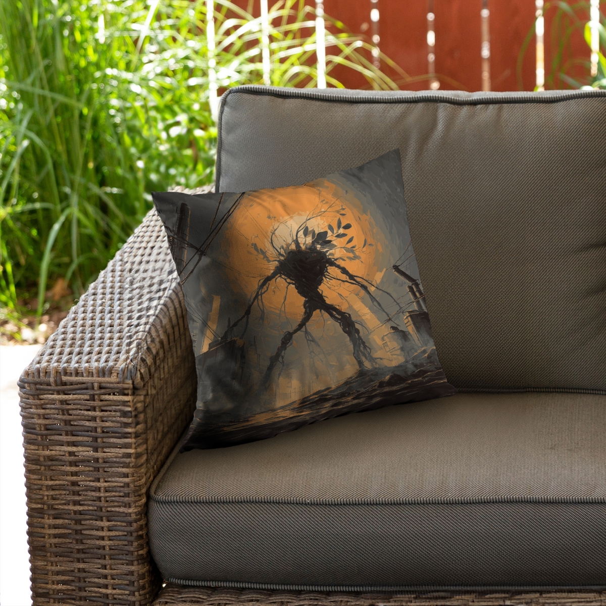 Concius Sales C1PO1818RUKMP3 18 x 18 in. Final Warning Orange Outdoor Throw Pillow for Home Decor - Insert Included