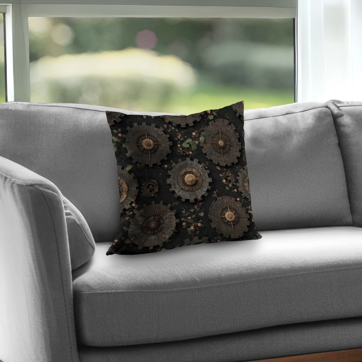 Concius Sales C1PT1616LV9AE8 16 x 16 in. Cog Pattern Poly Twill Throw Pillow - Stylish Home Decor - Insert Included