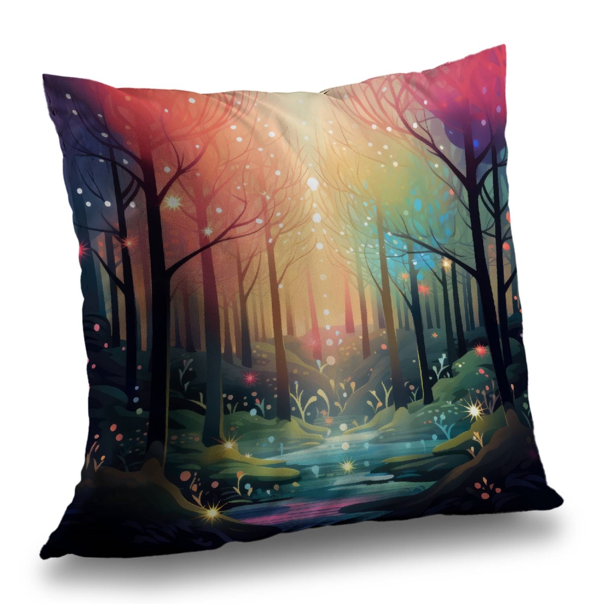 Concius Sales C1PT18186BYSYO 18 x 18 in. Magical Forest Poly Twill Throw Pillow - Home Decor Accent - Insert Included