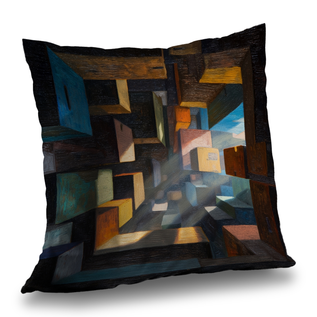 Concius Sales C1PT1818DTW0CB 18 x 18 in. Boxed Up Poly Twill Throw Pillow - Stylish Home Decor Accent - Insert Included