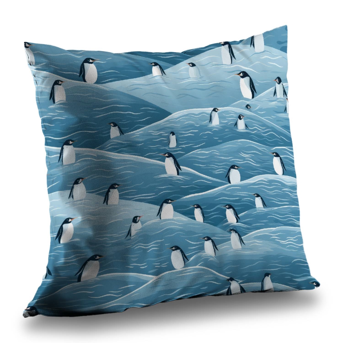 Concius Sales C1PT1818UCC2SZ 18 x 18 in. Penguins Wandering Poly Twill Throw Pillow - Cozy Home Decor - Insert Included