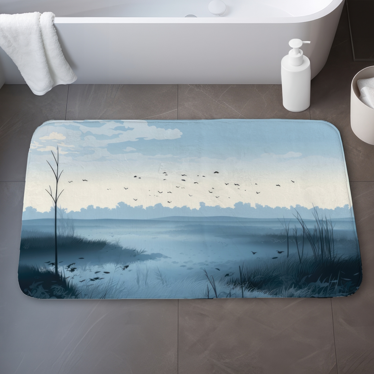 C1BM2134SCKV4H 21 x 34 in. Evening Marsh Blue Bath Mat - Stylish Home Decor Accent