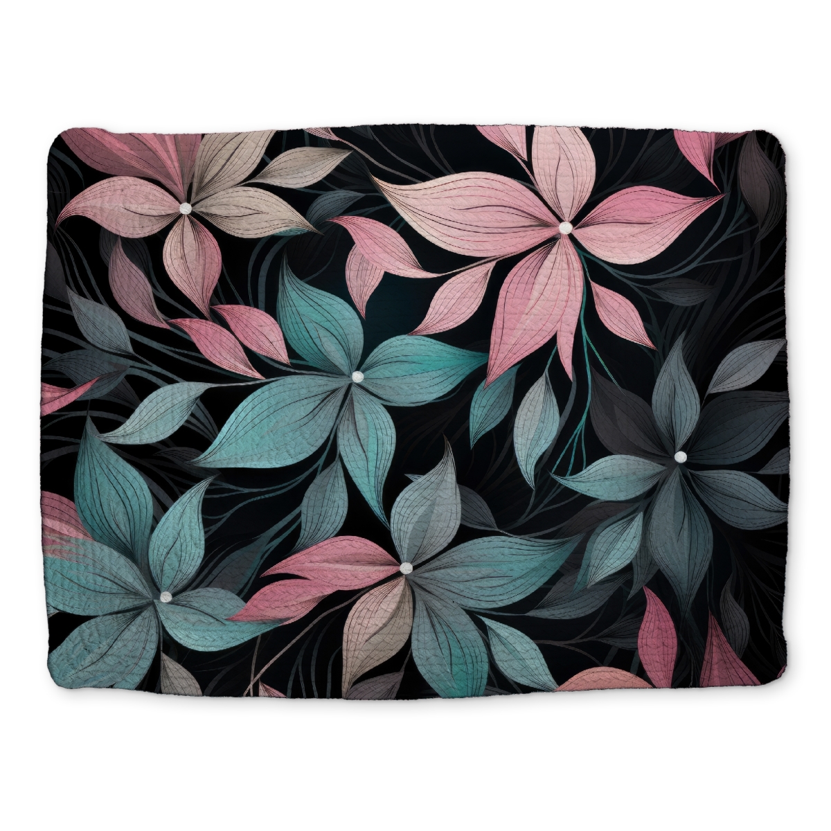 Picture of MWW CBPM14183JX7M0 14 x 18 in. Desaturated Flowers Black Braided Polyester Placemat - Home Decor
