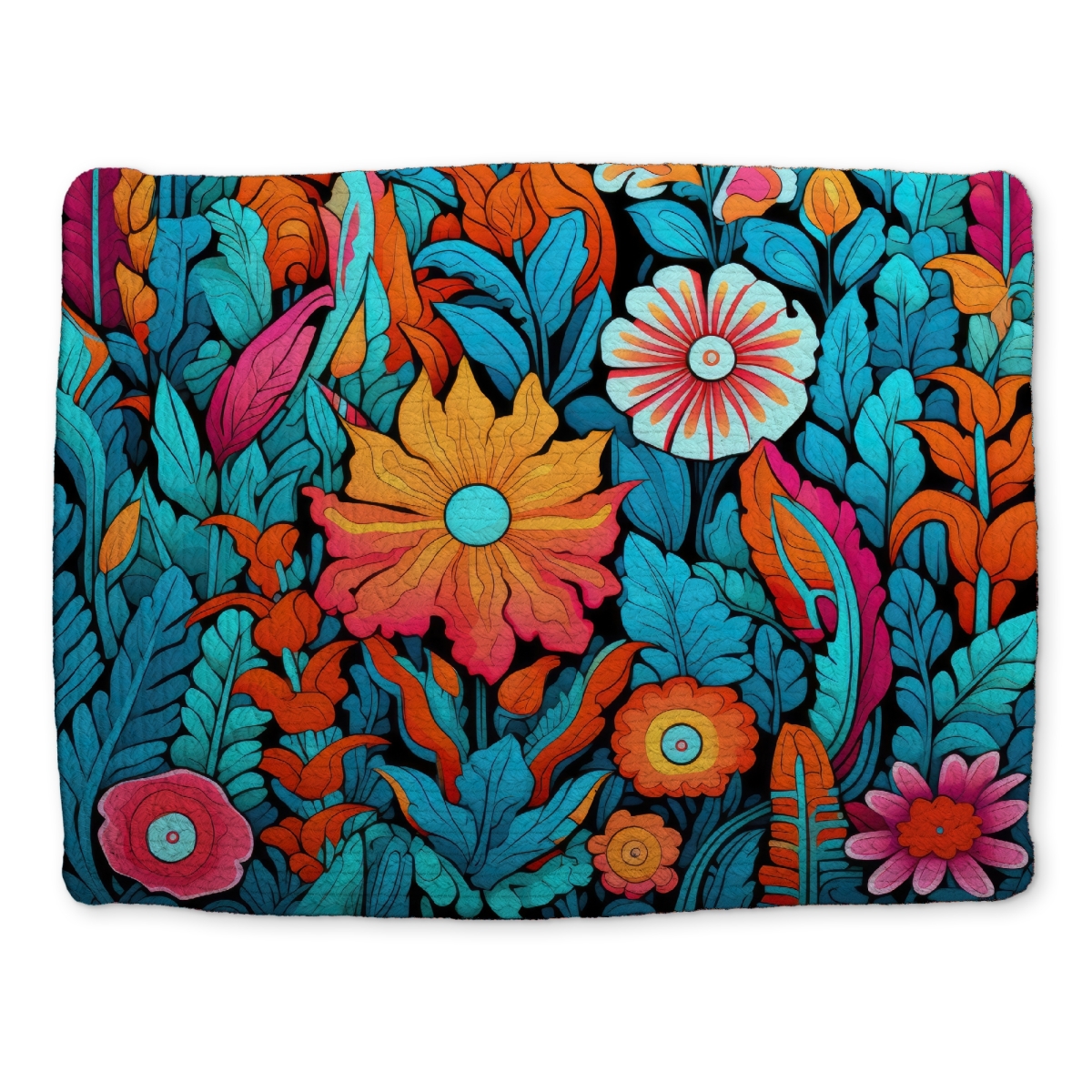 Picture of MWW CBPM14186RQA31 14 x 18 in. Floral Hues - Black Braided Polyester Placemat for Home Decor