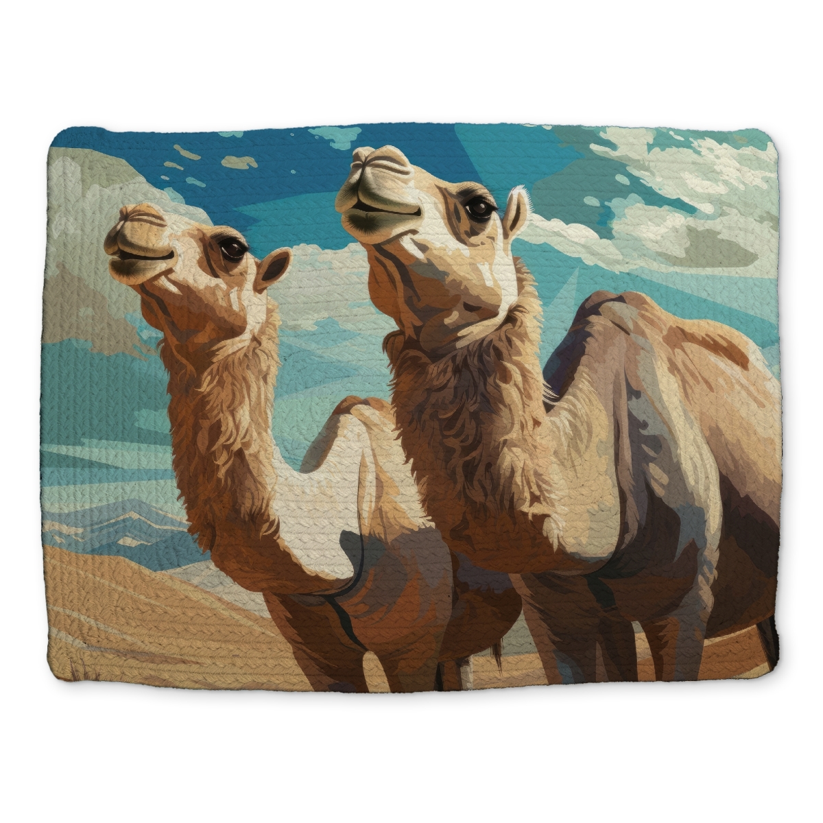 Picture of MWW CBPM1418C9OI3E 14 x 18 in. Camels Looking Up - White Braided Polyester Placemat - Home Decor