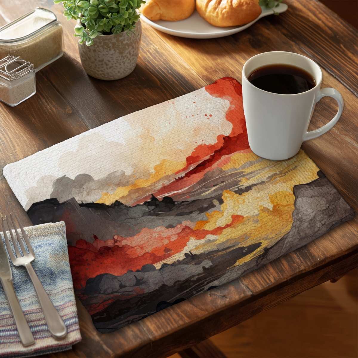 Picture of MWW CBPM1418G62W99 14 x 18 in. Scolding Land - White Braided Polyester Placemat for Home Decor