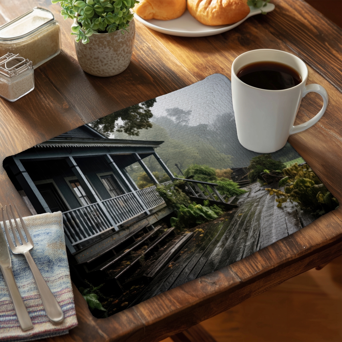 Picture of MWW CBPM1418H6JONH 14 x 18 in. Rainy Porch - Brown Braided Polyester Placemat for Home Decor