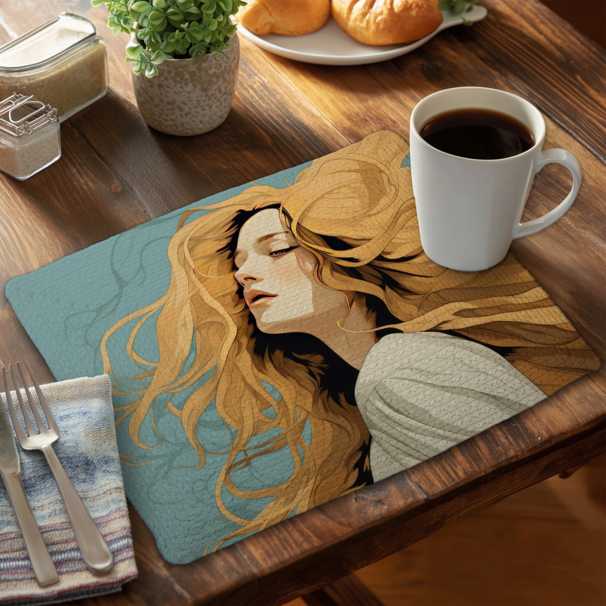Picture of MWW CBPM1418HMXS7N 14 x 18 in. Flowing Hair - Beige Braided Polyester Placemat - Home Decor