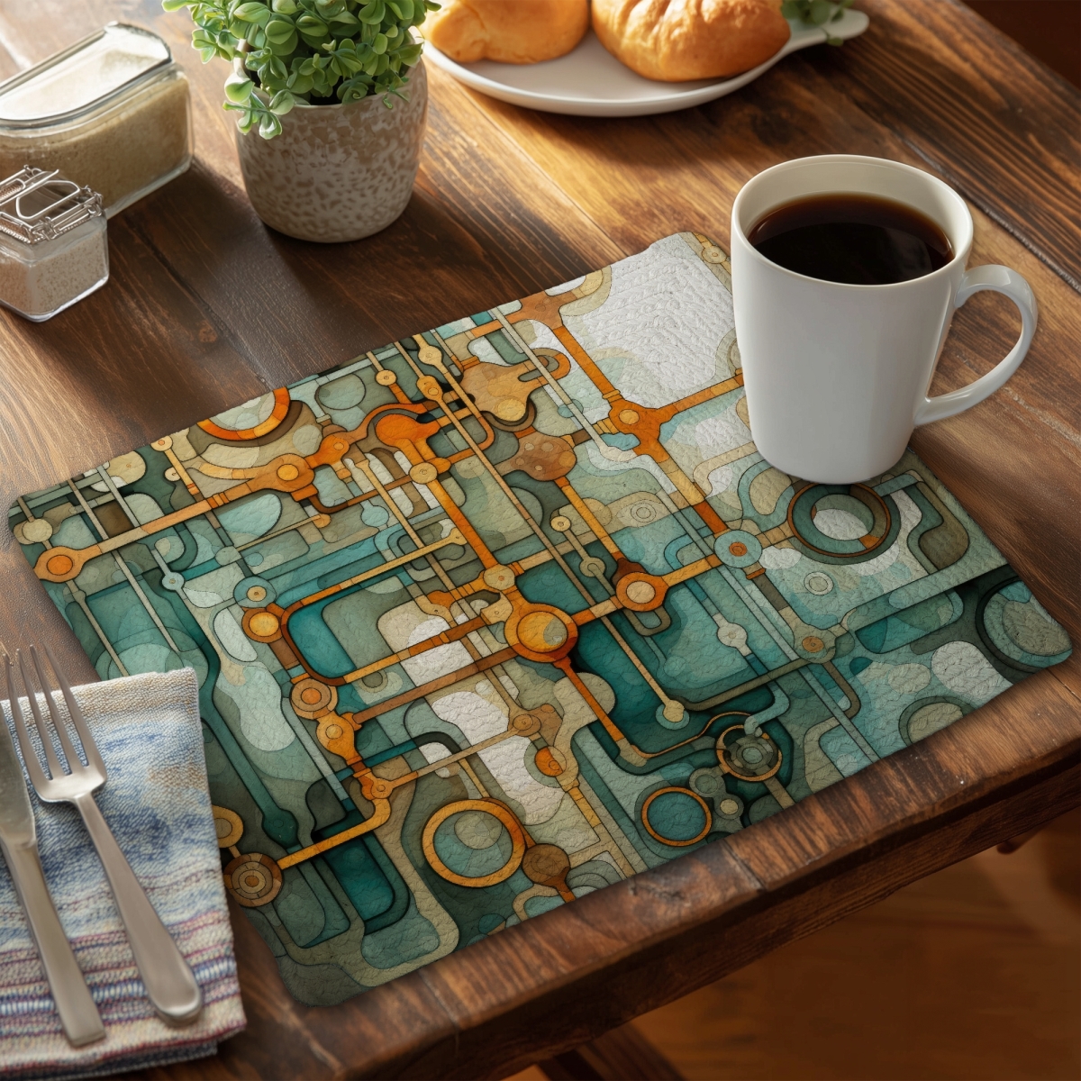 Picture of MWW CBPM1418Q0ZJOU 14 x 18 in. Turns & Bends - Orange Braided Polyester Placemat - Home Decor