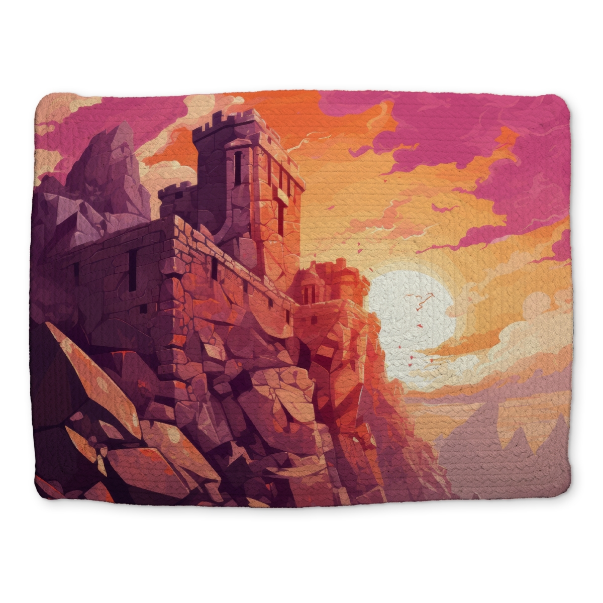 Picture of MWW CBPM1418VM4E6T 14 x 18 in. The Setting Rampart - White Braided Polyester Placemat - Decor