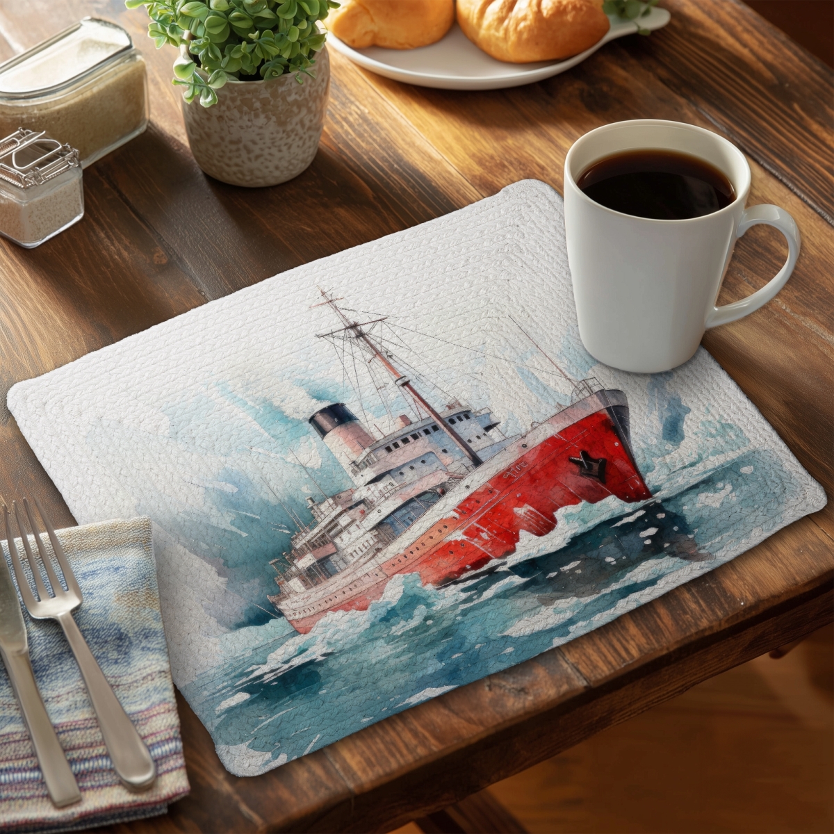 Picture of MWW CBPM1418WIC7L0 14 x 18 in. Icebreaker Turquoise Braided Polyester Placemat for Home Decor