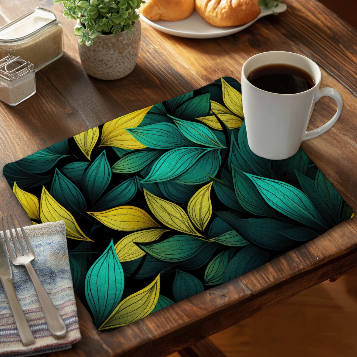 Picture of MWW CBPM1418Z2TX9Z 14 x 18 in. Potent Aroma - Yellow Braided Polyester Placemat for Home Decor