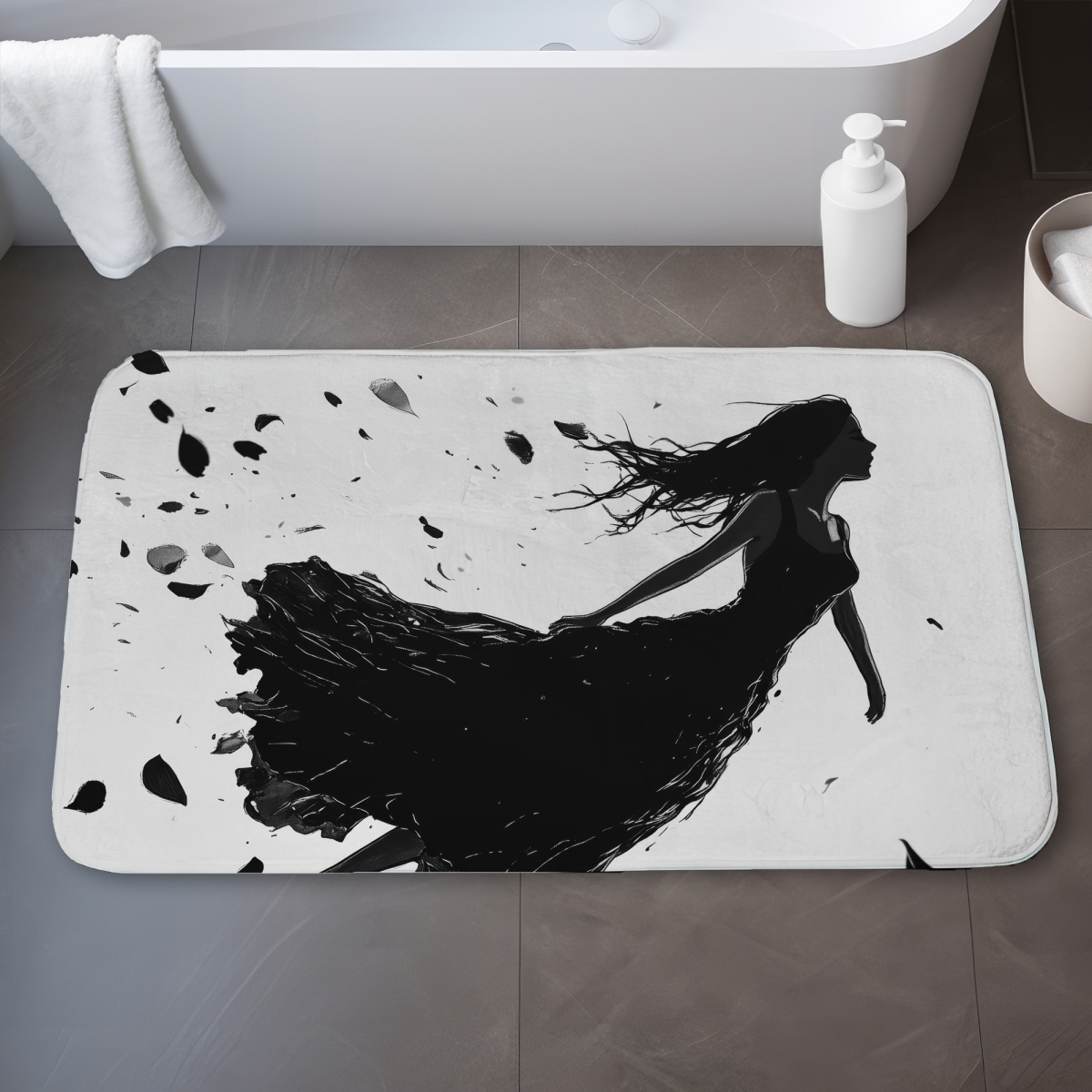 C1BM21345MPMB9 21 x 34 in. Floating White Bath Mat - Stylish Home Decor Essential