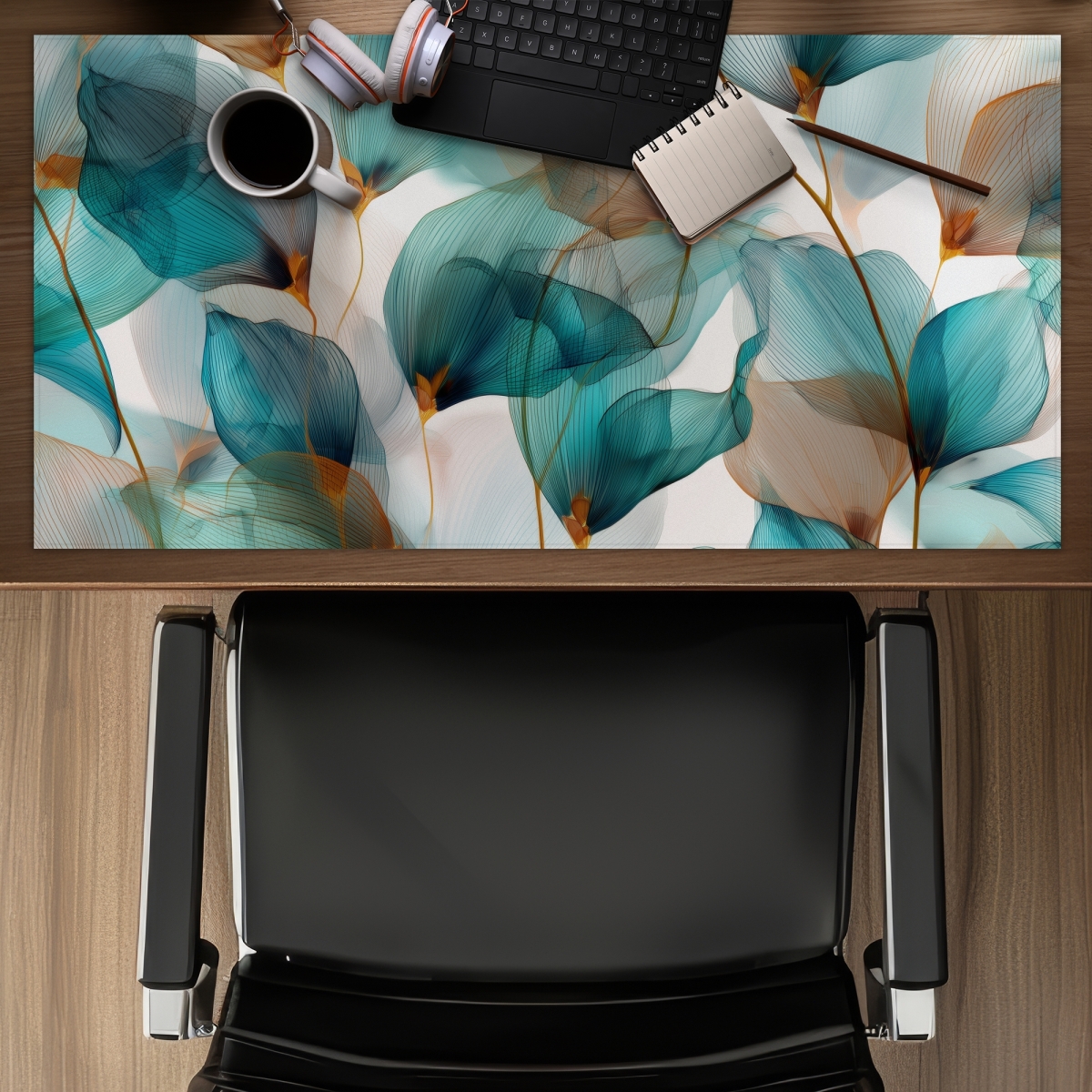 Concius Sales C1DM1531Z04LB9 16 x 32 in. Teal and Brown Desk Mat - Stylish Home Decor Desk Pad