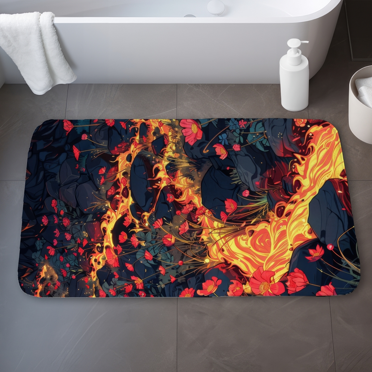 C1BM213431GJFA 21 x 34 in. Dodging Nature Red Bath Mat - Stylish Home Decor Accent