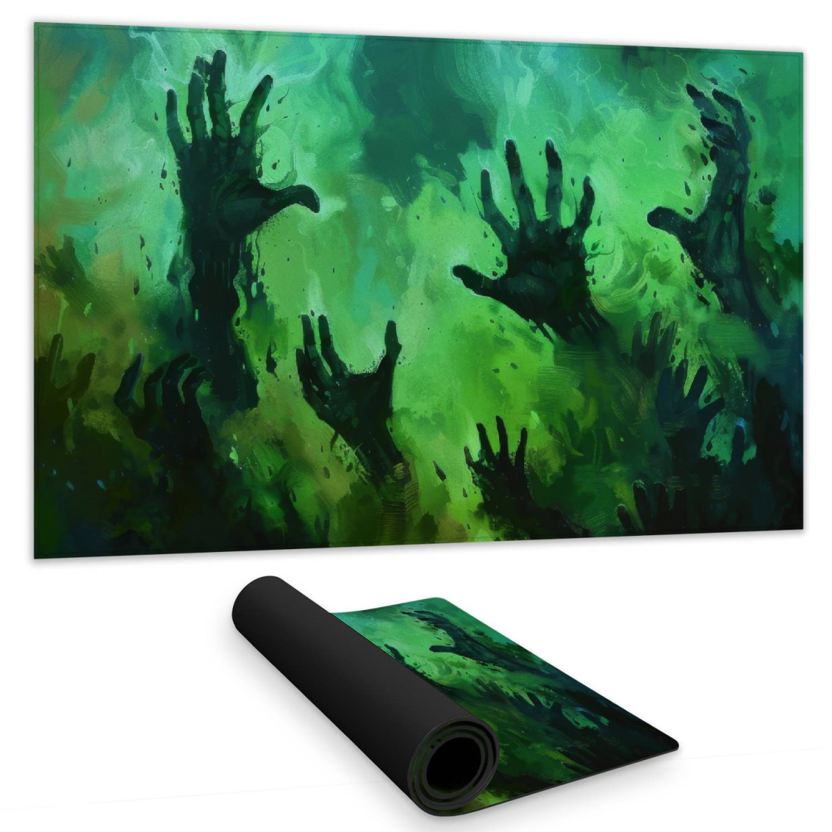Concius Sales C1DM1424DQJ2OG 14 x 24 in. Hands of Despair Black Gaming Mat - Stylish Home Decor