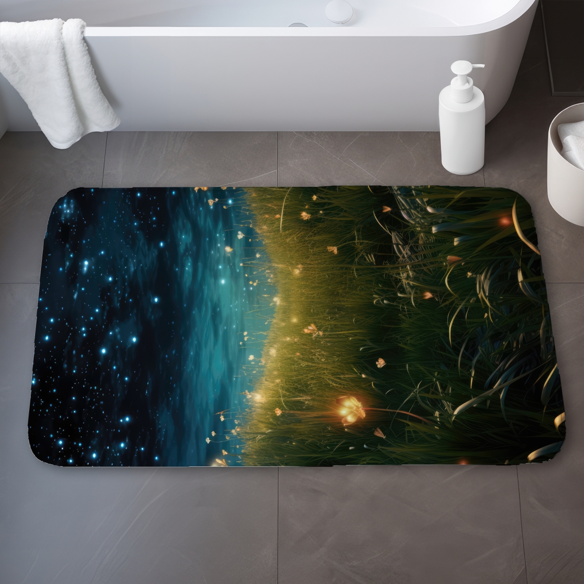 C1BM21343XXADP 21 x 34 in. The Night Sky Black Bath Mat - Stylish