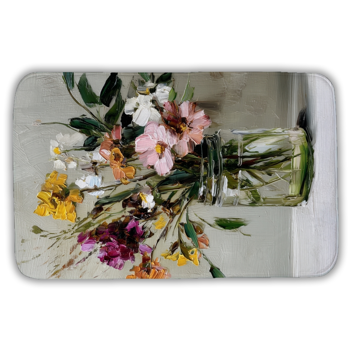 C1BM2134E7PHRW 21 x 34 in. Still Life White Bath Mat - Elegant Home Decor Accent