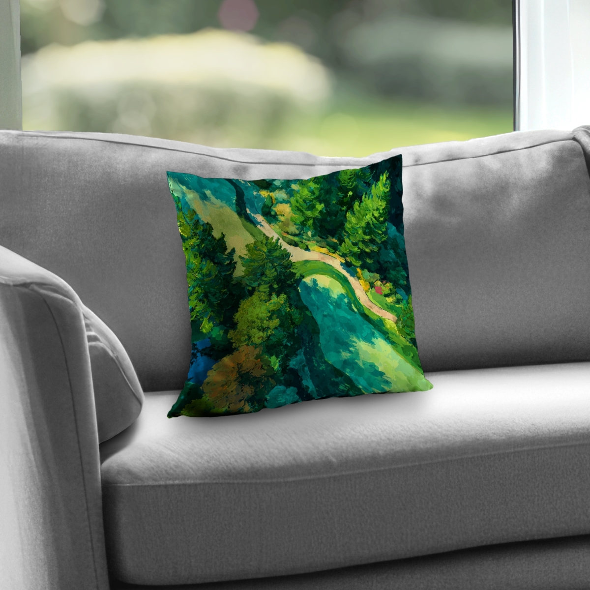Concius Sales C1PC1414ITPLBT 14 x 14 in. Peaceful Course - Poly Twill Throw for Home Decor Comfort - Insert NOT included