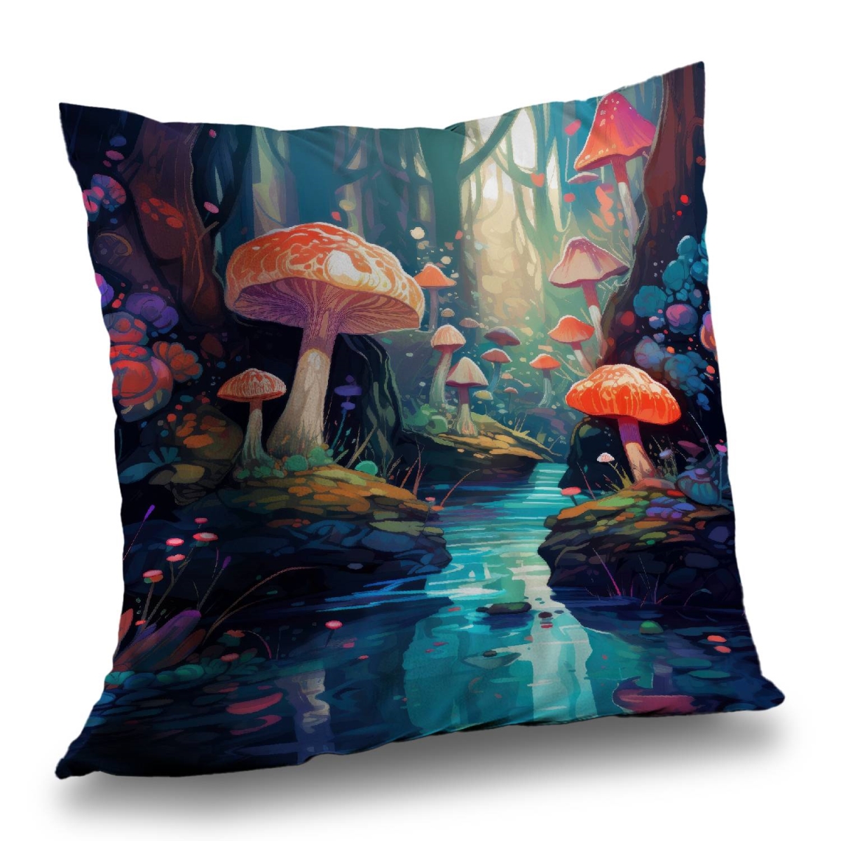 Concius Sales C1PC1414KDI7X0 14 x 14 in. Whimsical Forest Poly Twill Throw - Cozy Home Decor Blanket - Insert NOT included