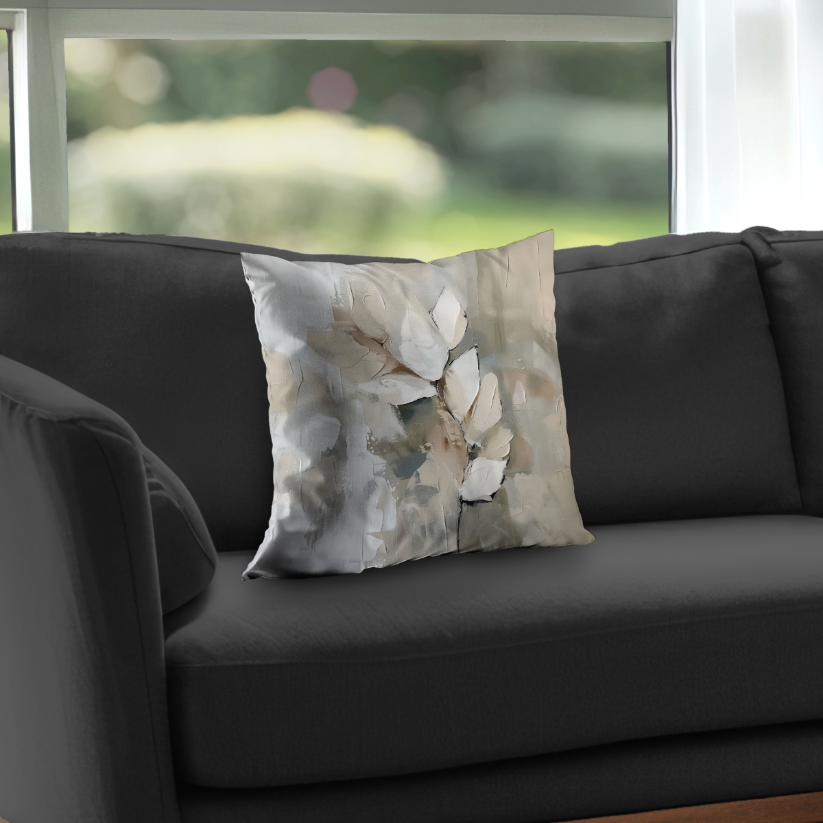 Concius Sales C1PC1616GY7RPY 16 x 16 in. Leaf Poly Twill Throw - Soft Cozy Home Decor Blanket - Insert NOT included