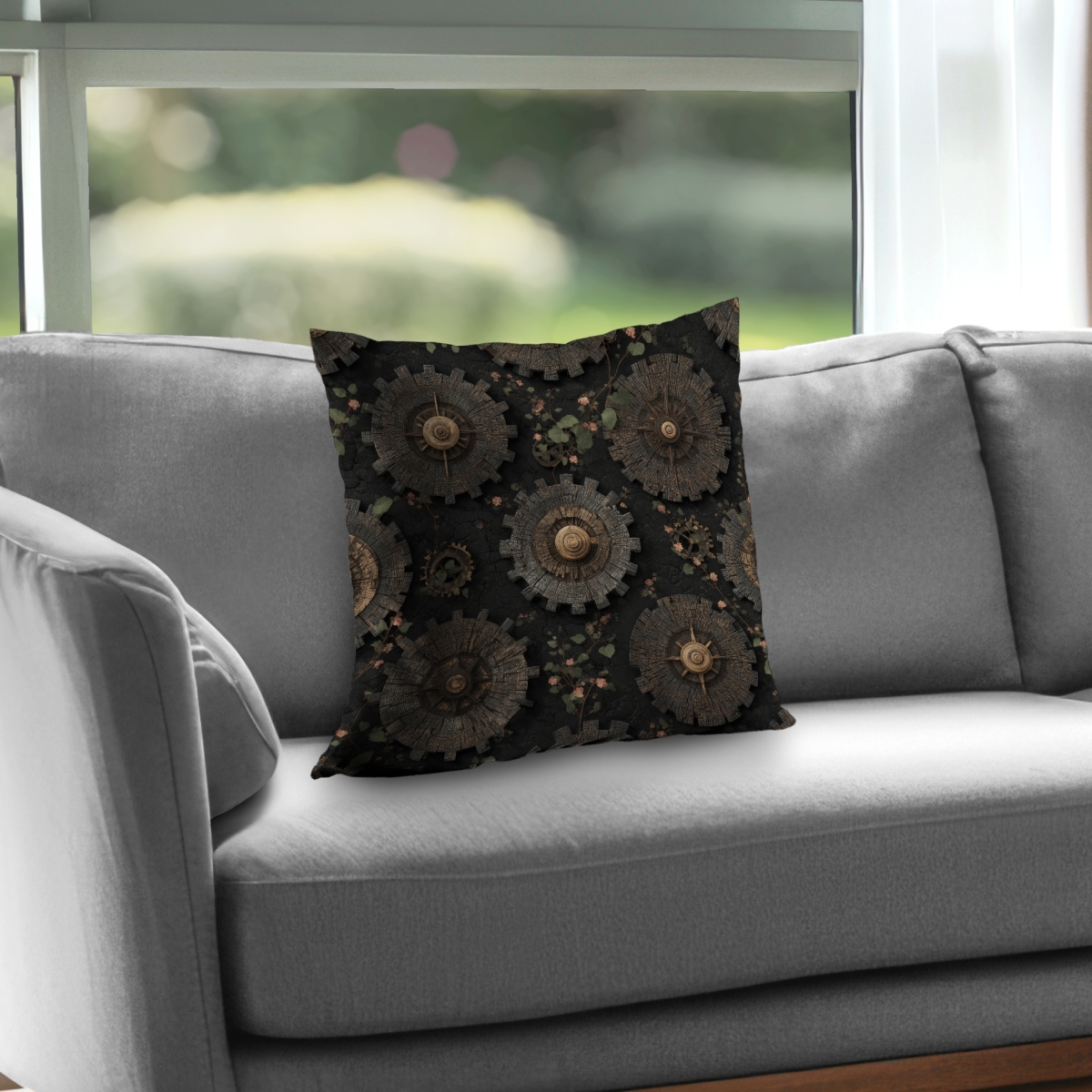 Concius Sales C1PT1818CT3W2Z 18 x 18 in. Cog Pattern Poly Twill Throw Pillow - Home Decor Accent - Insert Included
