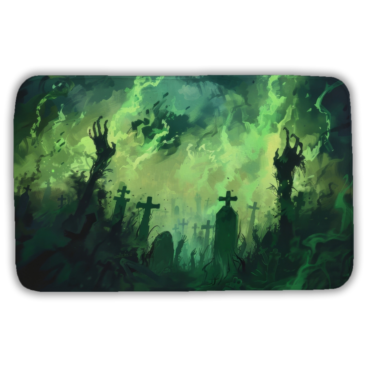 C1BM21346BW5IF 21 x 34 in. Reaching Hell Green Bath Mat - Home Decor Essential