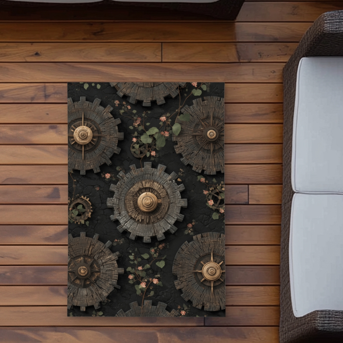 C1ROAR23QCNWW5 2 x 3 ft. Cog Pattern Gray Outdoor Rectangle Area Rug - Stylish Home Decor