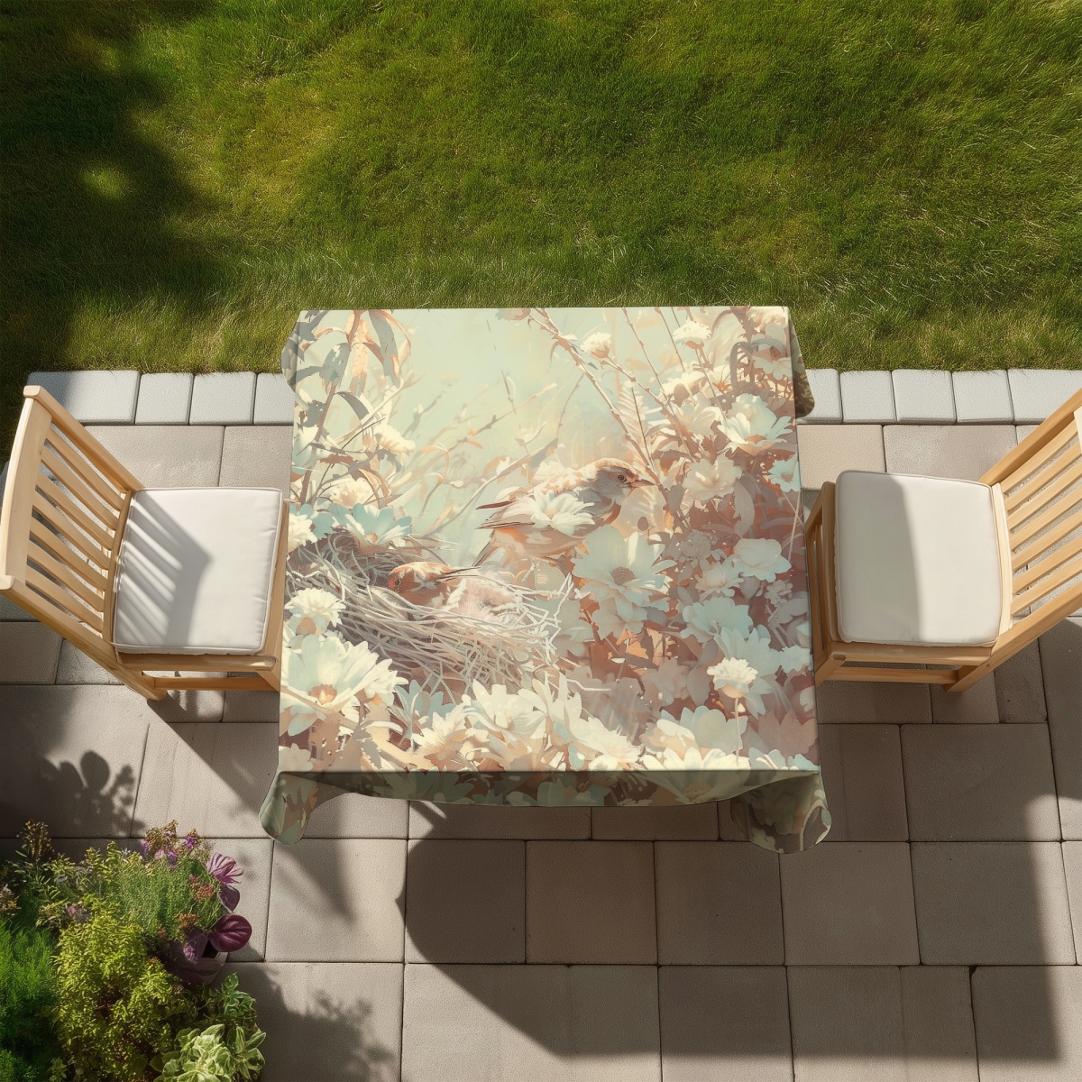 Picture of MWW C1TC58584FFO2W 58 x 58 in. The Nest Beige Indoor & Outdoor Tablecloth - Home Decor Essential
