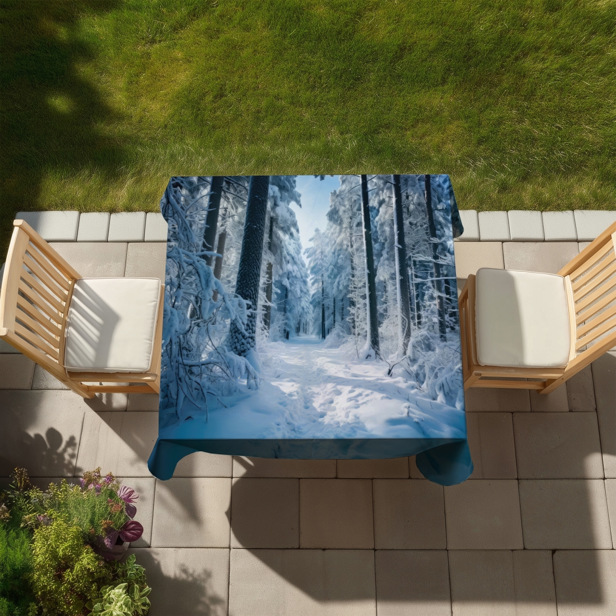 Picture of MWW C1TC58587QYXY6 58 x 58 in. Cold Forest White Indoor & Outdoor Tablecloth for Home Decor
