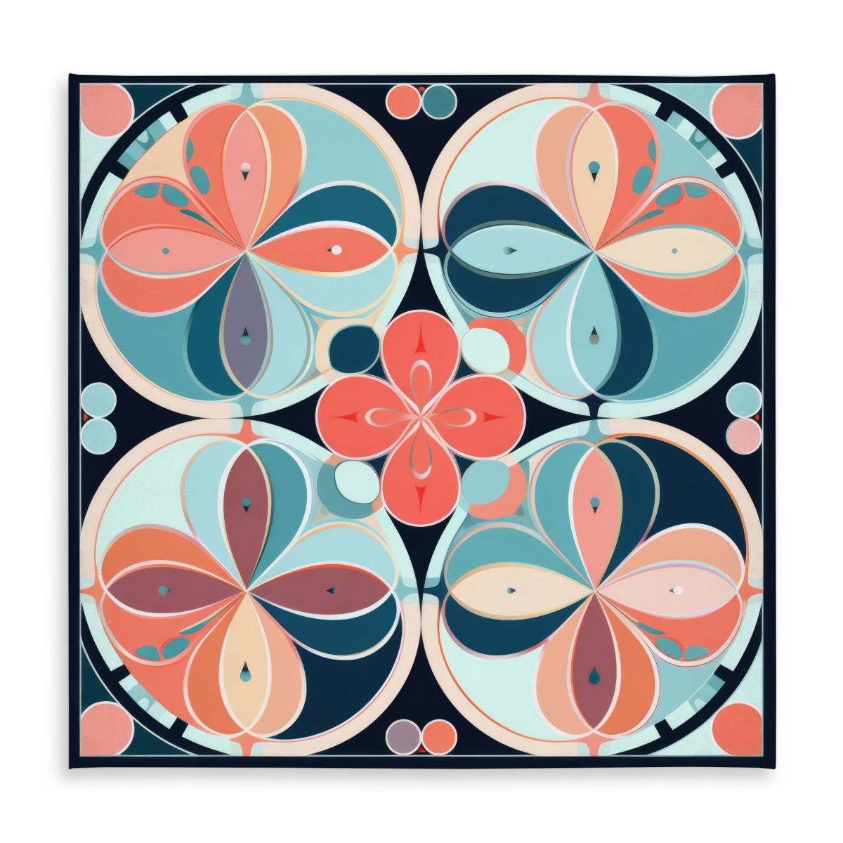 Picture of MWW C1TC5858D6WCOY 58 x 58 in. Pastel Mandala Black Indoor & Outdoor Tablecloth for Home Decor