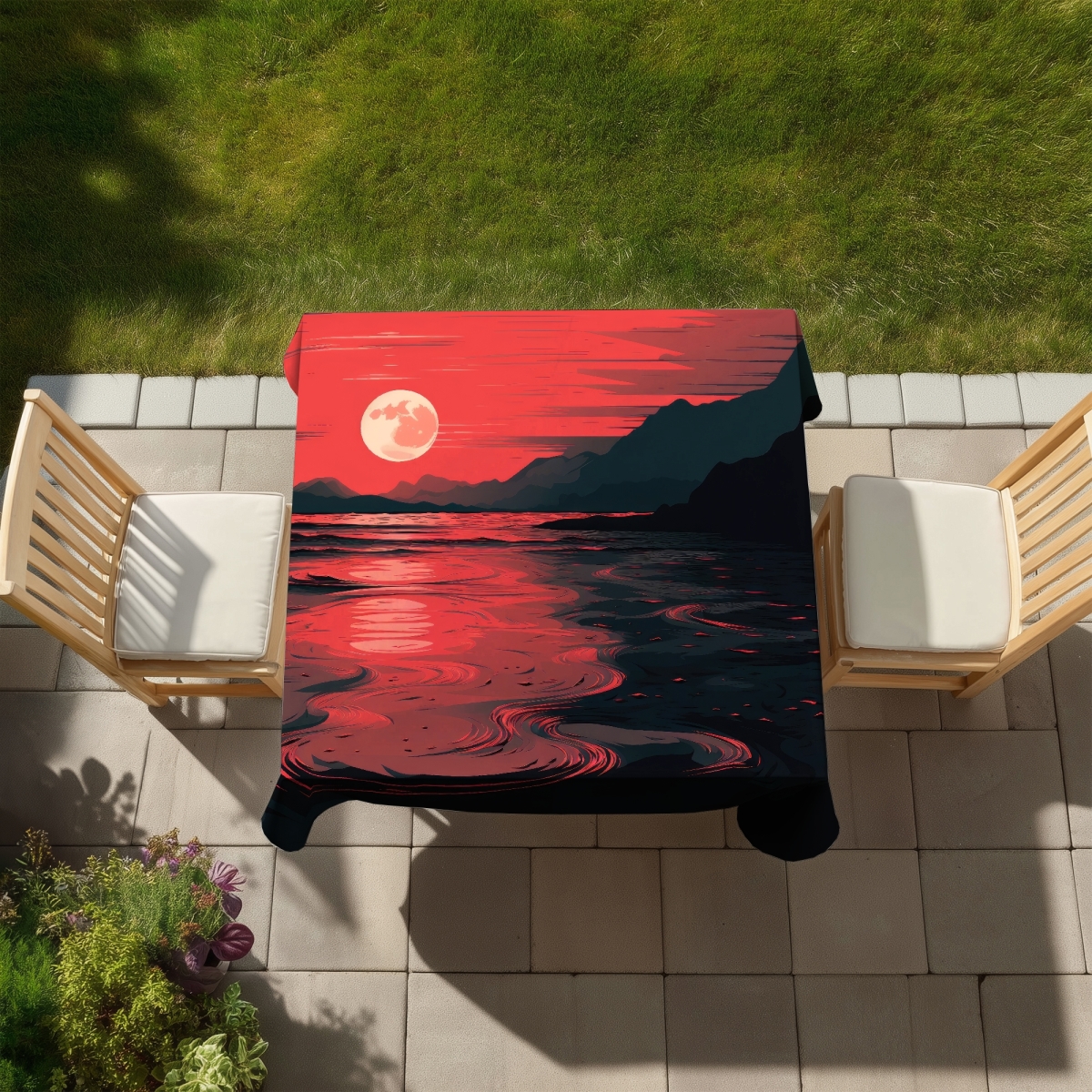 Picture of MWW C1TC5858DGWPAM 58 x 58 in. Bloody Tides Coral Indoor & Outdoor Tablecloth - Home Decor