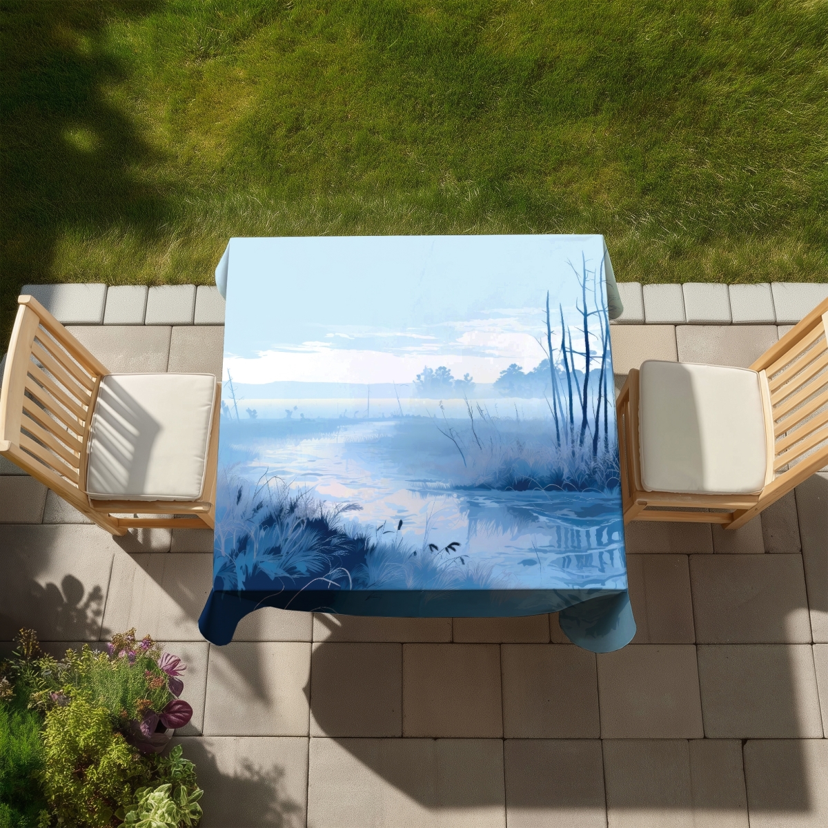 Picture of MWW C1TC5858NJVVCR 58 x 58 in. Cold Swamp Black Indoor & Outdoor Tablecloth for Home Decor
