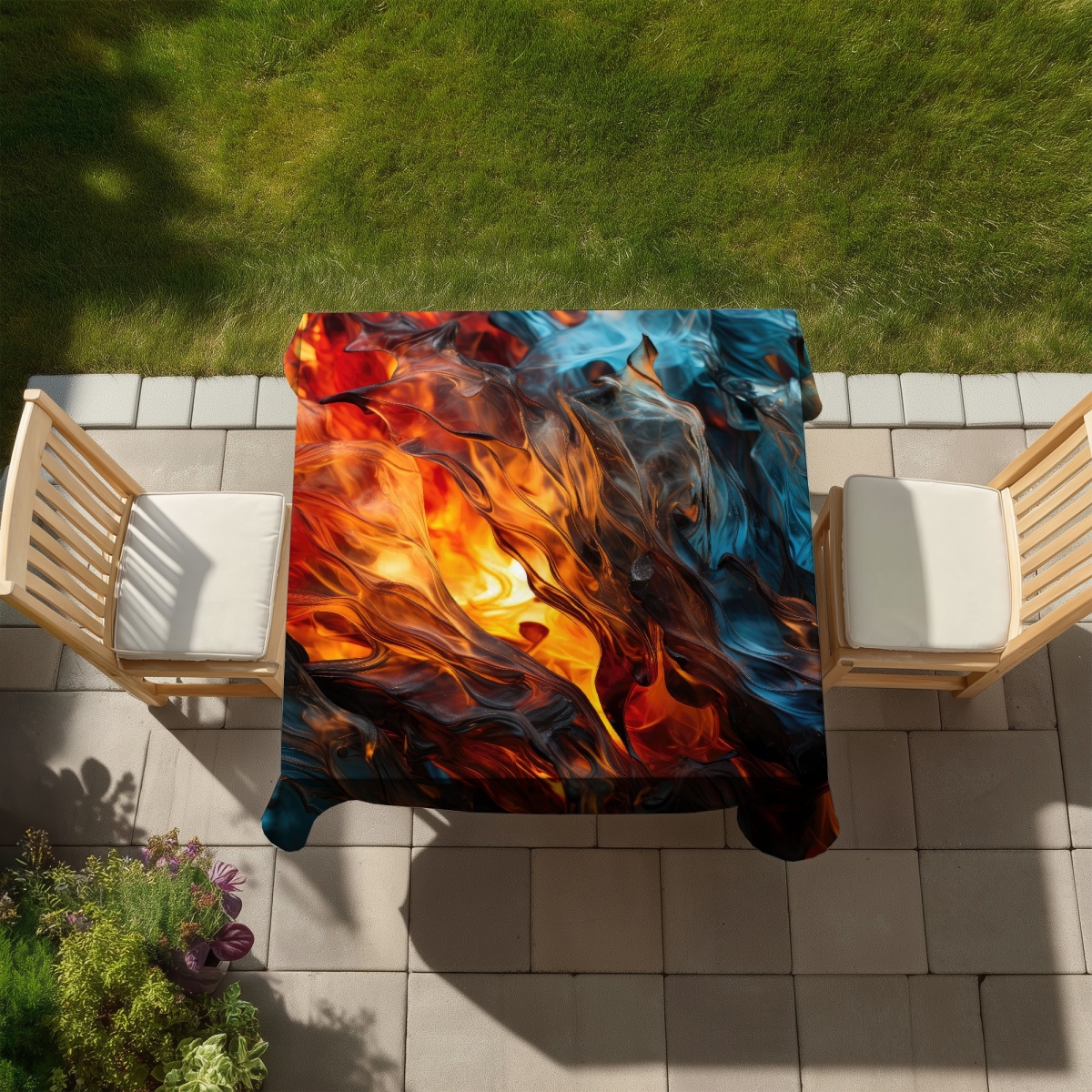 Picture of MWW C1TC5858NVZ5P6 58 x 58 in. Crystallized Fire Gold Indoor & Outdoor Tablecloth for Home Decor