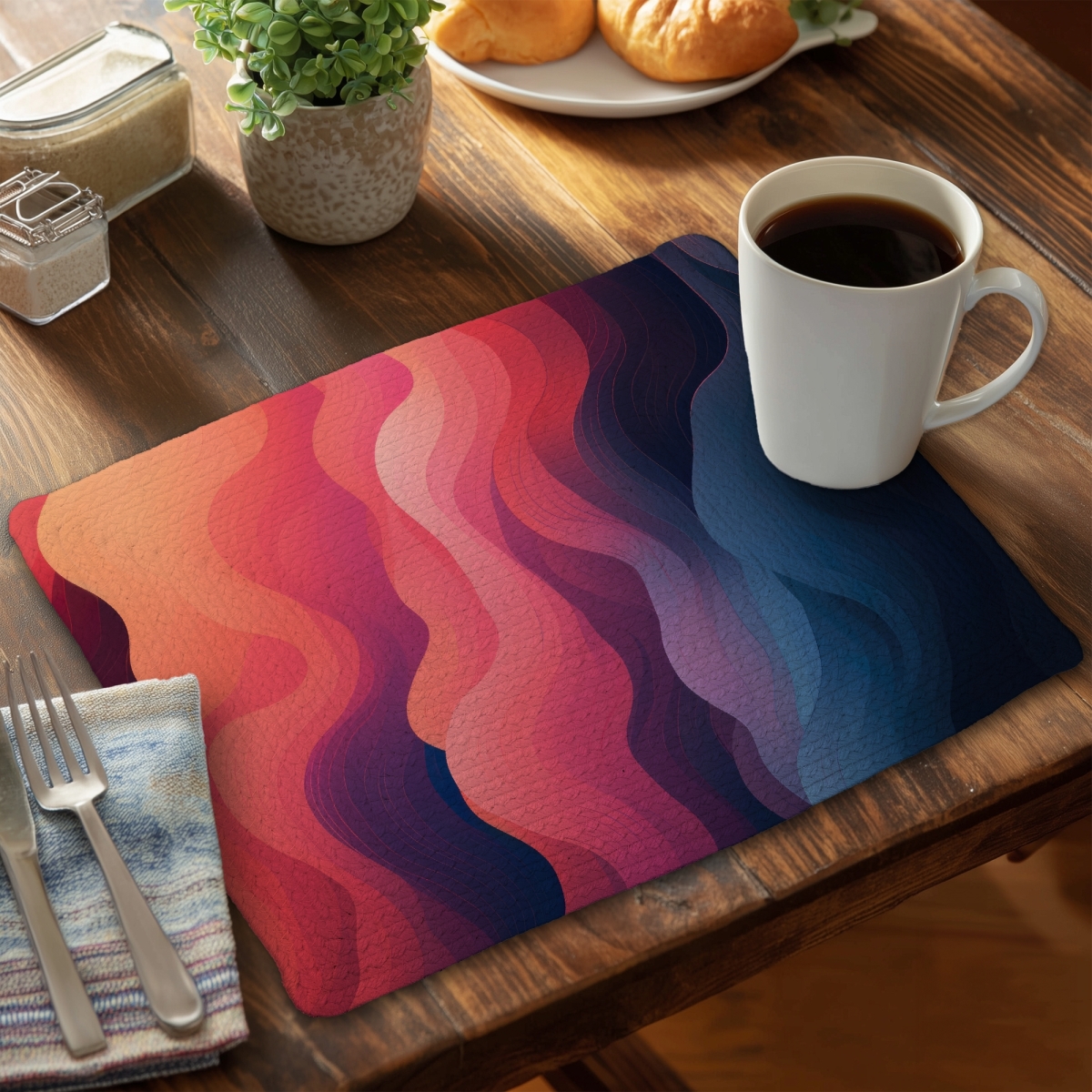 Picture of MWW CBPM14180DZZ1A 14 x 18 in. Ethereal Smoke - Blue Braided Polyester Placemat for Home Decor