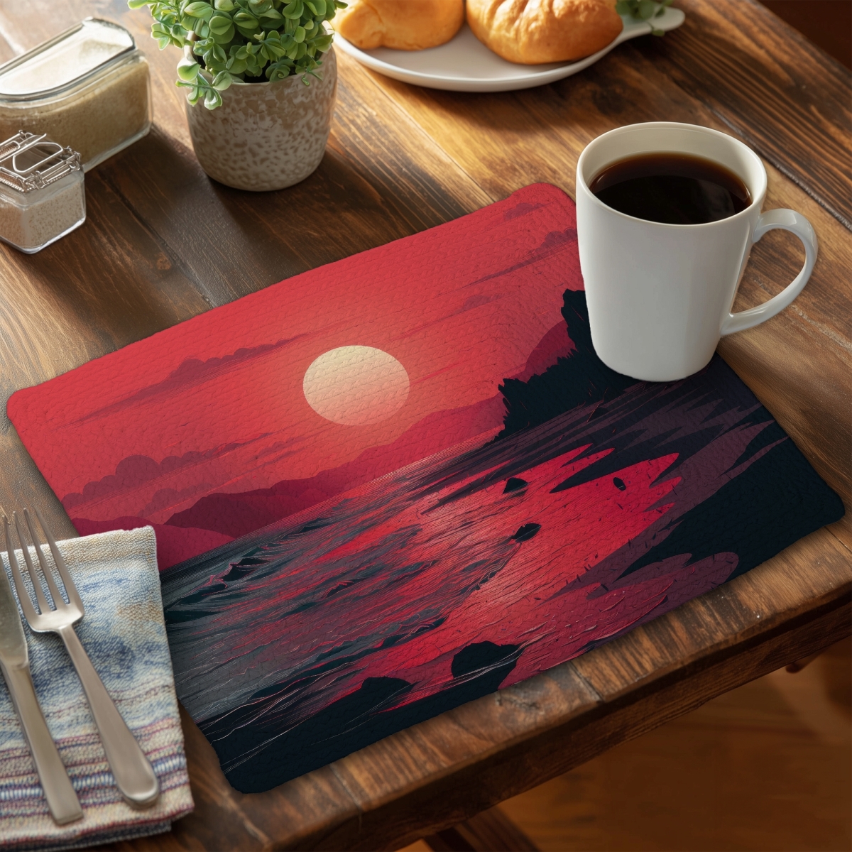 Picture of MWW CBPM14183MM1BY 14 x 18 in. Red Sky Purple Braided Polyester Placemat for Home Decor