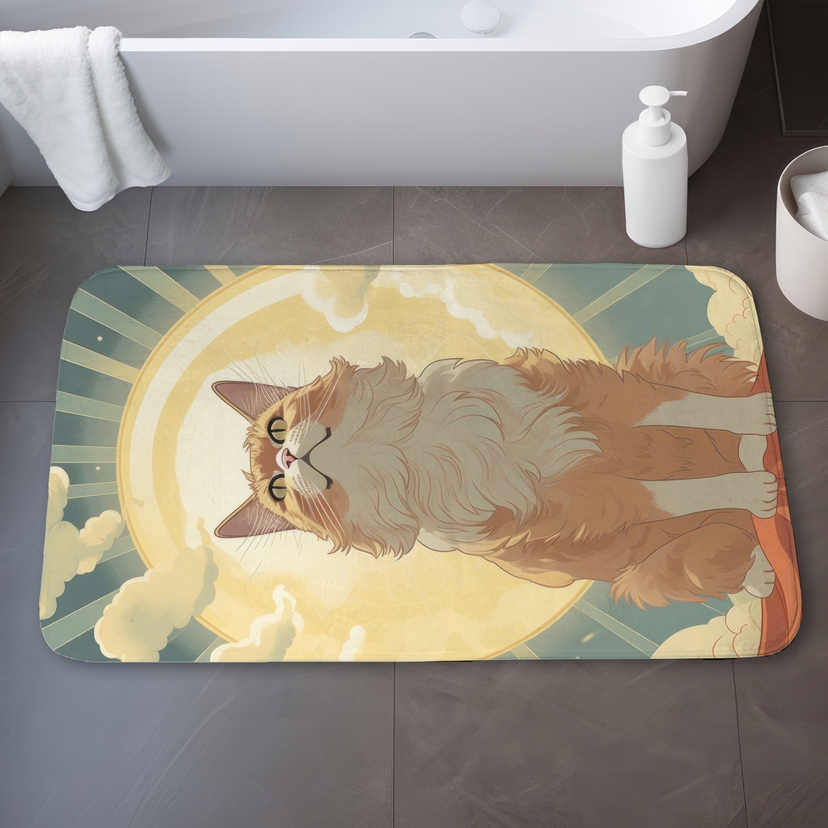 C1BM2134VI6JQA 21 x 34 in. Mowing Above Beige Bath Mat - Stylish