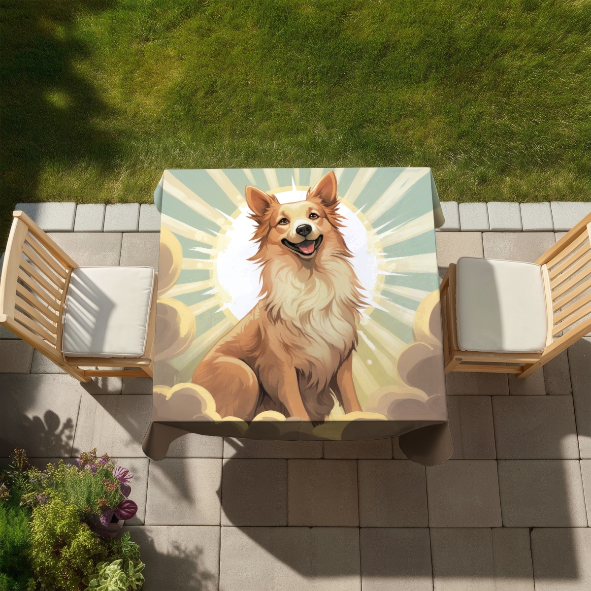 Picture of MWW C1TC5858BD2ZI1 58 x 58 in. Whos A Good Boy - White Indoor & Outdoor Tablecloth for Home Decor