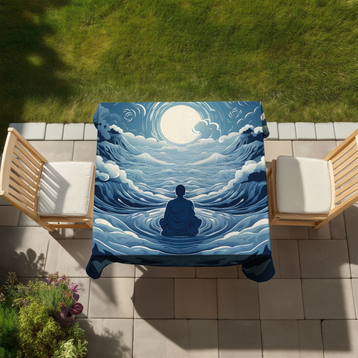 Picture of MWW C1TC5858IADA3K 58 x 58 in. Infinite Wisdom Gray Indoor & Outdoor Tablecloth for Home Decor