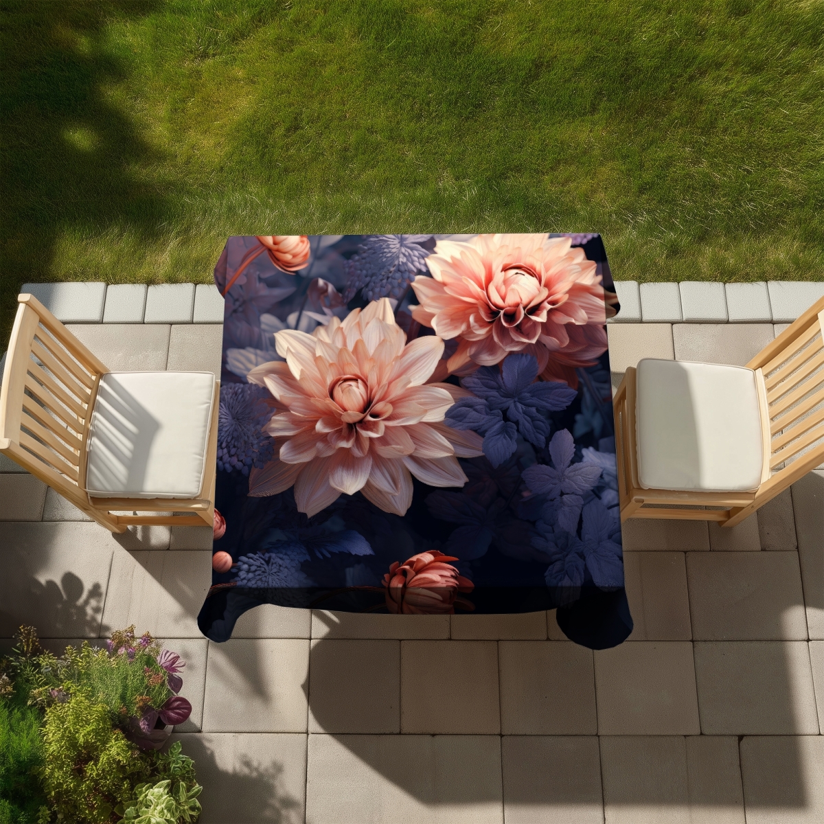Picture of MWW C1TC5858HMBKX1 58 x 58 in. Pink & Purple Beige Indoor & Outdoor Tablecloth for Home Decor