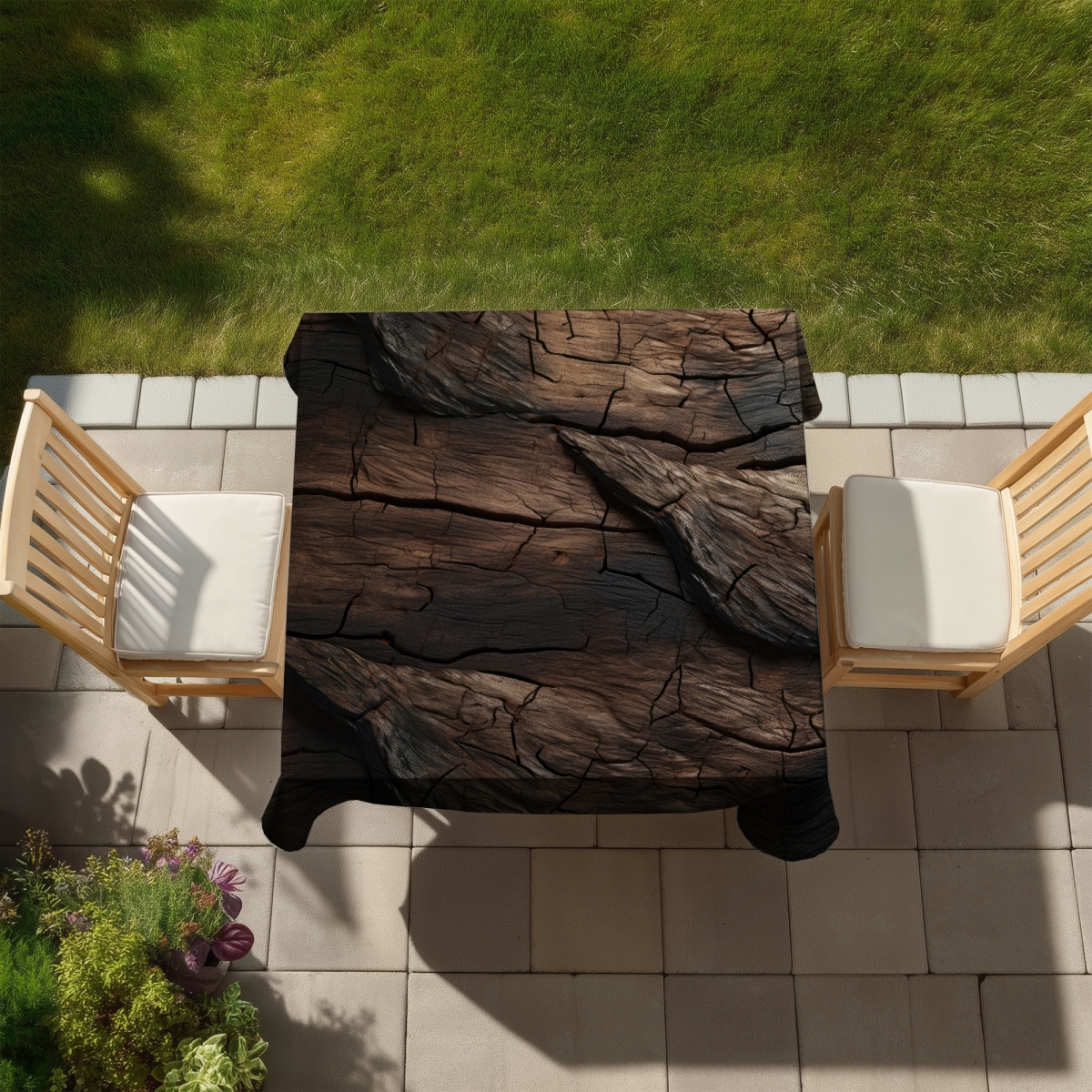 Picture of MWW C1TC5858JTGPXX 58 x 58 in. Brown Wood Black & White Indoor & Outdoor Tablecloth for Home Decor