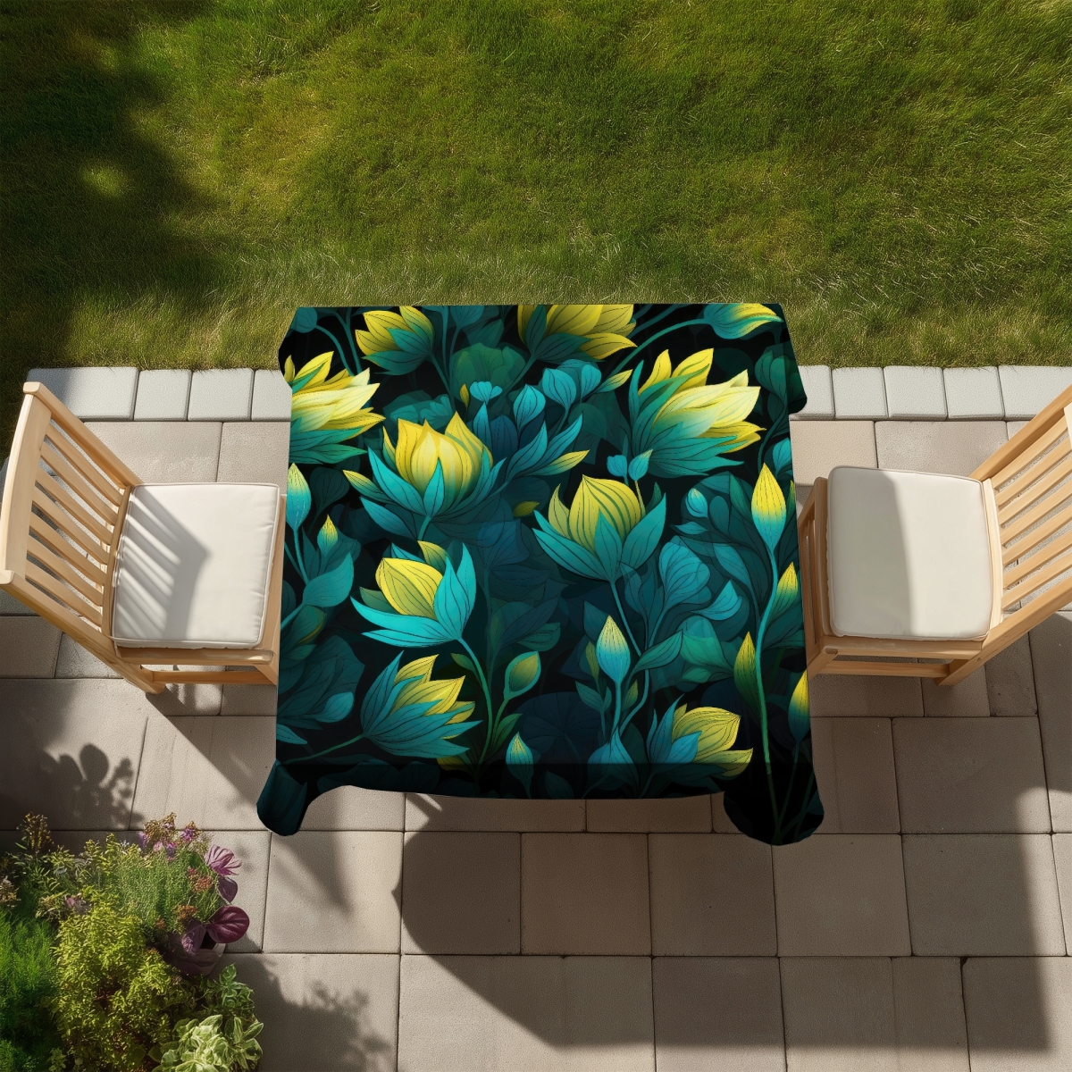 Picture of MWW C1TC5858PU4U8K 58 x 58 in. Intense Bloom Yellow Tablecloth for Indoor & Outdoor Home Decor