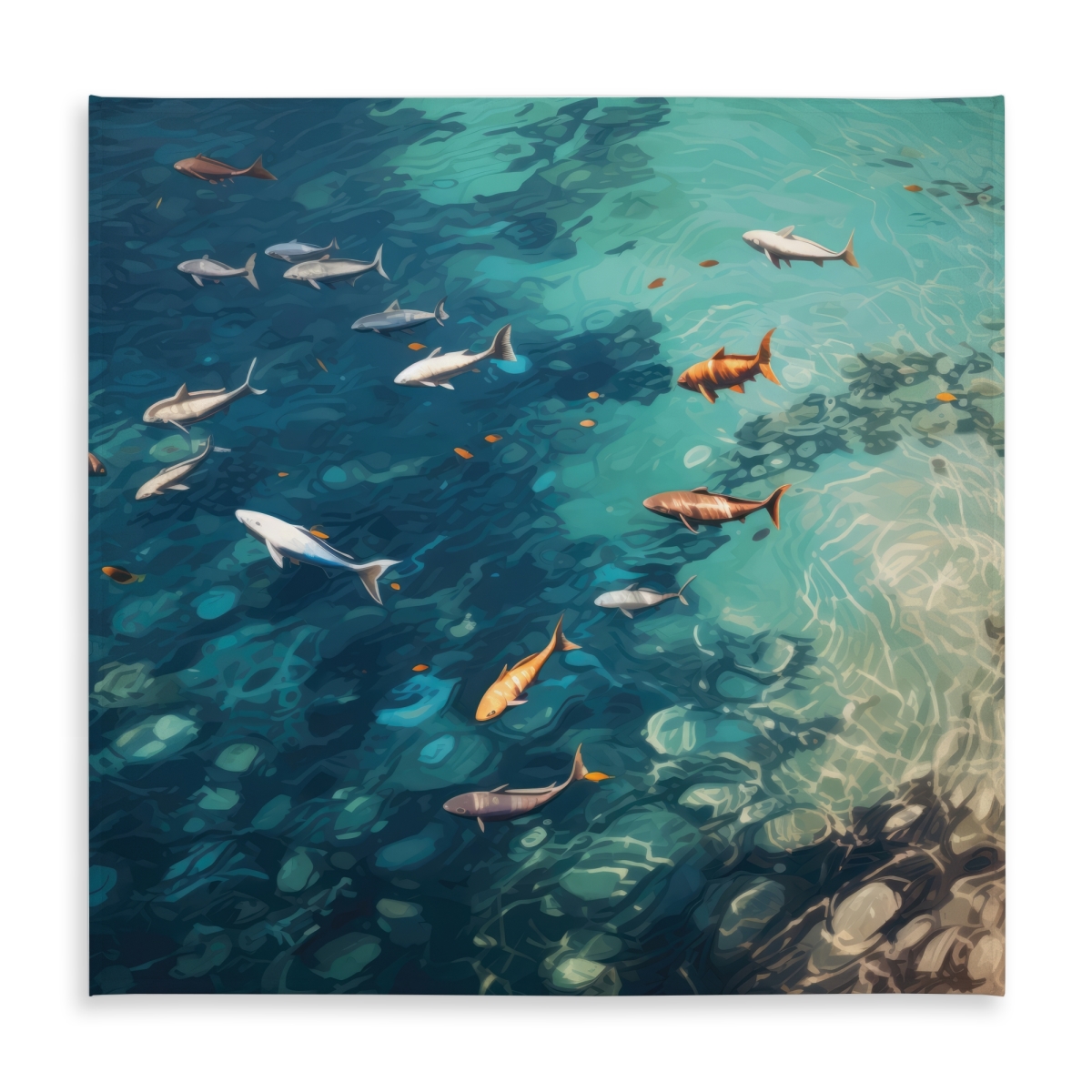 Picture of MWW C1TC5858WYF7L3 58 x 58 in. Swim Ahead Turquoise Indoor & Outdoor Tablecloth - Home Decor