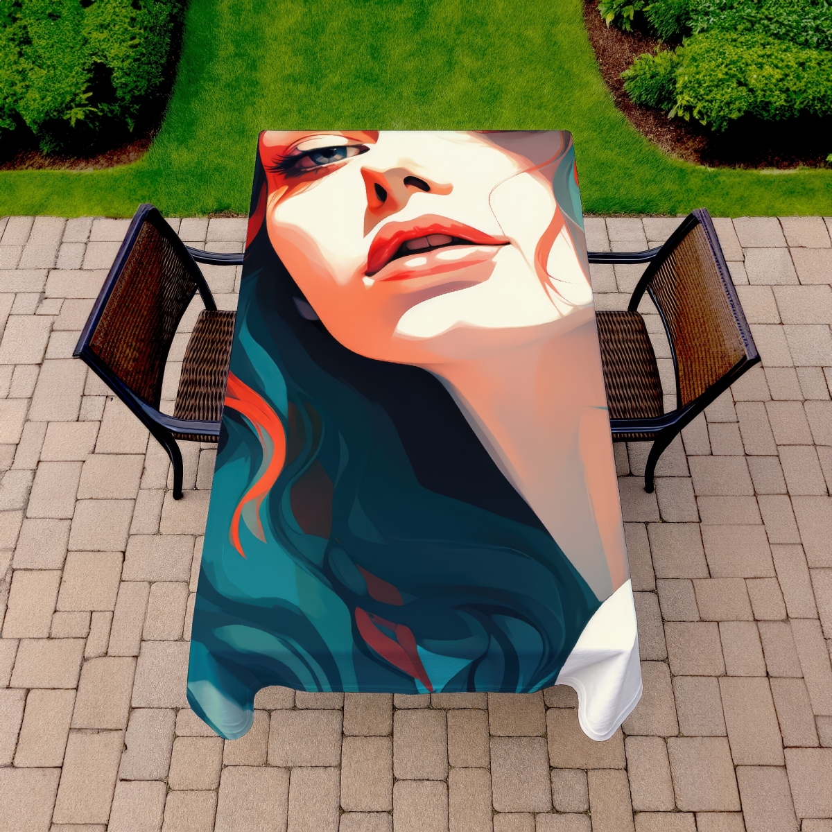 Picture of MWW C1TCLRGE1YULC3 58 x 102 in. Dangerous Lips Turquoise Tablecloth - Indoor & Outdoor Decor