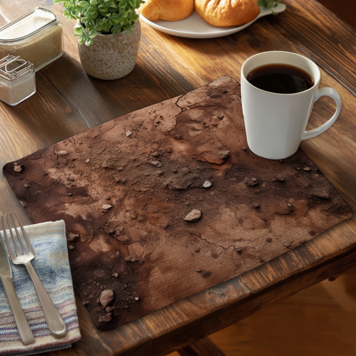 Picture of MWW CBPM14185L7IT3 14 x 18 in. Mud & Stones Gray Braided Polyester Placemat for Home Decor