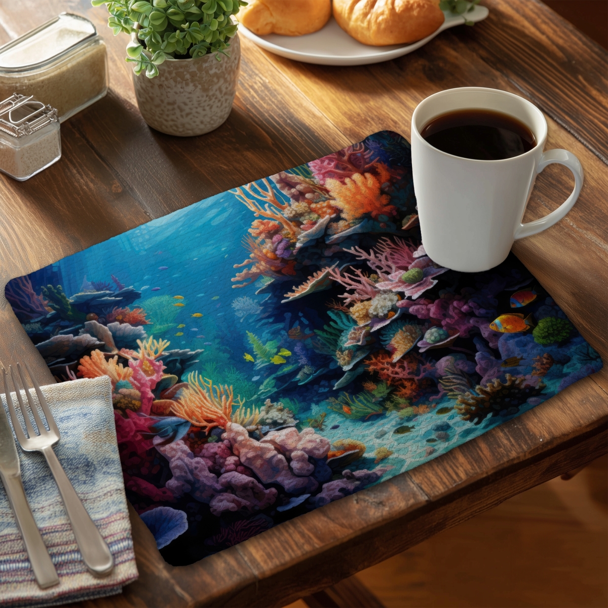 Picture of MWW CBPM14188J55UE 14 x 18 in. Coral Braided Polyester Placemat - Stylish Home Decor Item
