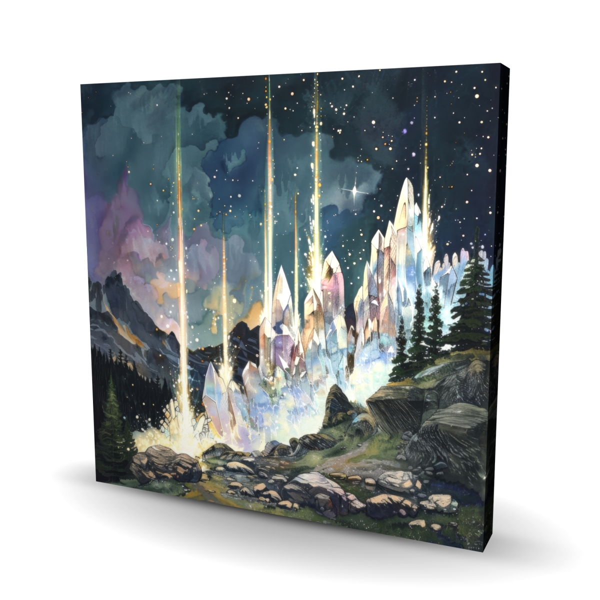 C1RC2424HWLHIZ 24 x 24 in. Magical Beams - Purple Canvas Wall Art for Home Decor - Unique
