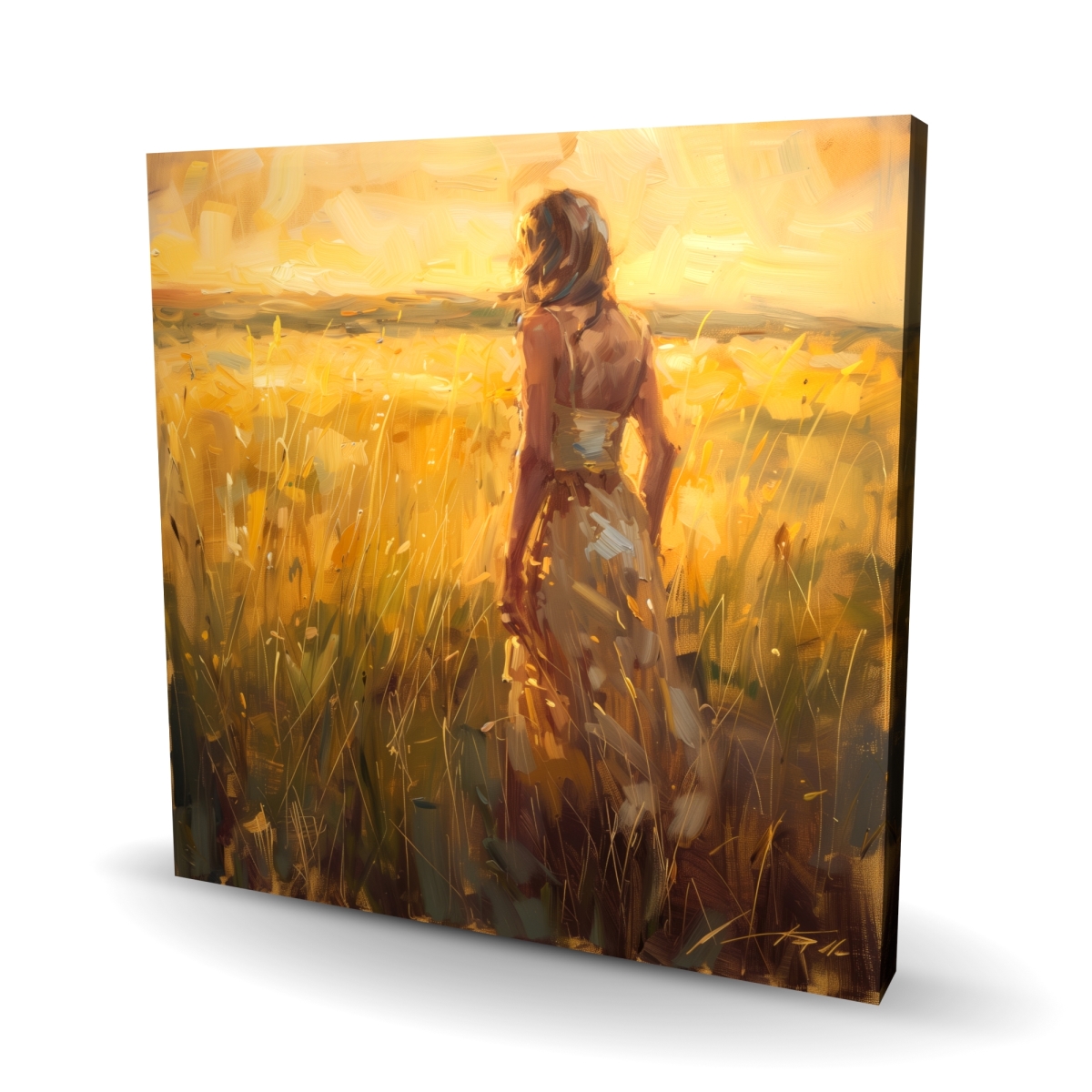 C1RC2424MLVW60 24 x 24 in. Exploring - Gold Canvas Wall Art for Elegant Home Decor