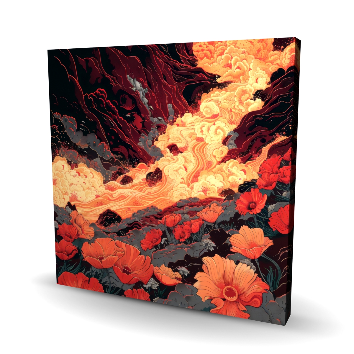C1RC2424O2ABEG 24 x 24 in. The Big Burn - Red Canvas Wall Art for Stunning Home Decor