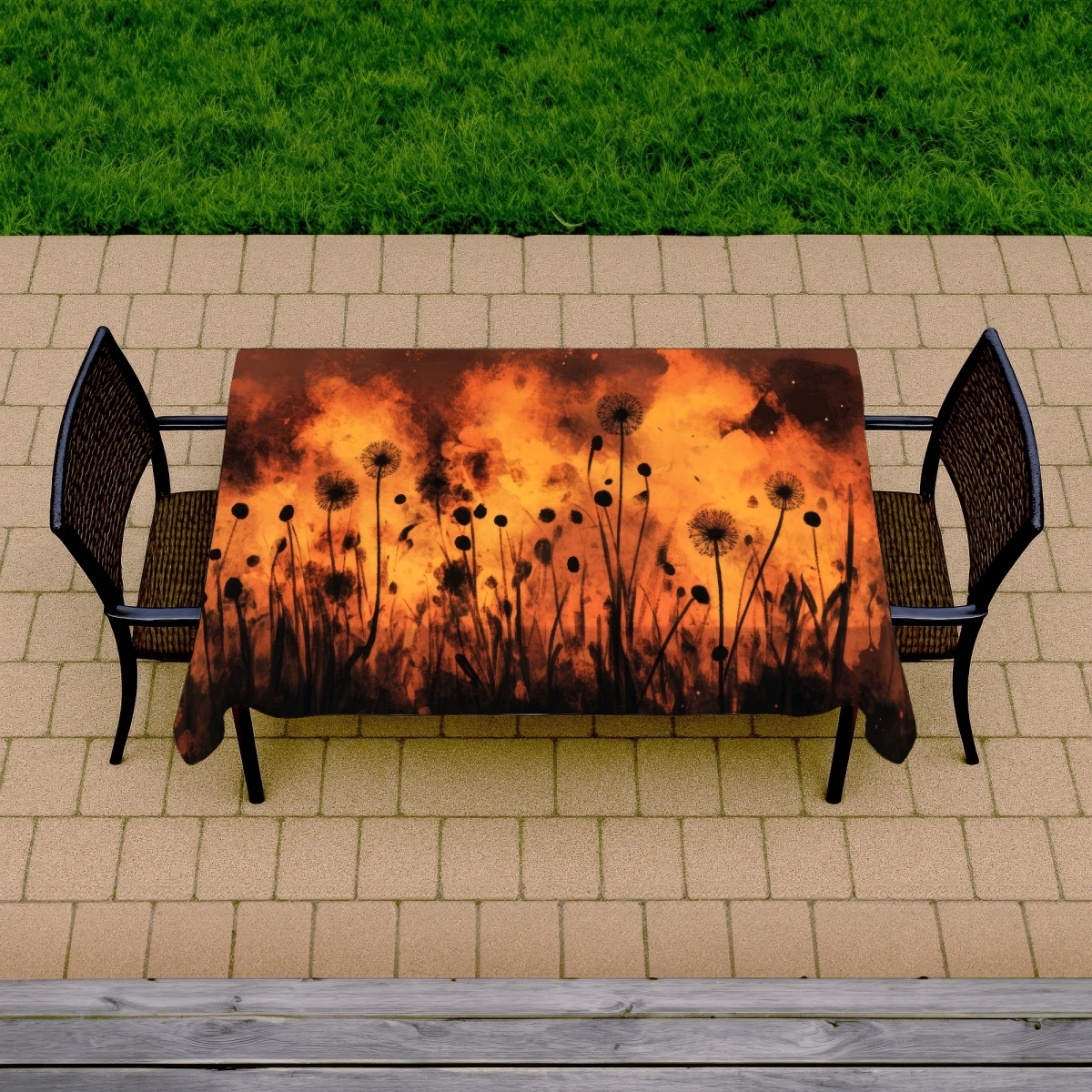 Picture of MWW C1TCLRGE85L7XW 58 x 102 in. Ablaze Black Indoor & Outdoor Tablecloth for Home Decor